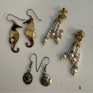 Set of three dangle earrings